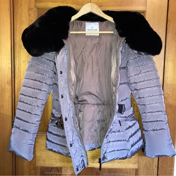 Moncler Authentic Purple Fur Down Jacket Modane Giubbotto Size 3 Large - Picture 6 of 14